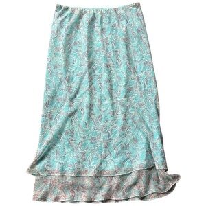 Cato Woman Blue Gray Tiered Pull On Maxi Skirt Size 14/16W